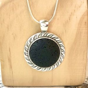 Lava Stone Aromatherapy Pendant w/ Sterling Chain